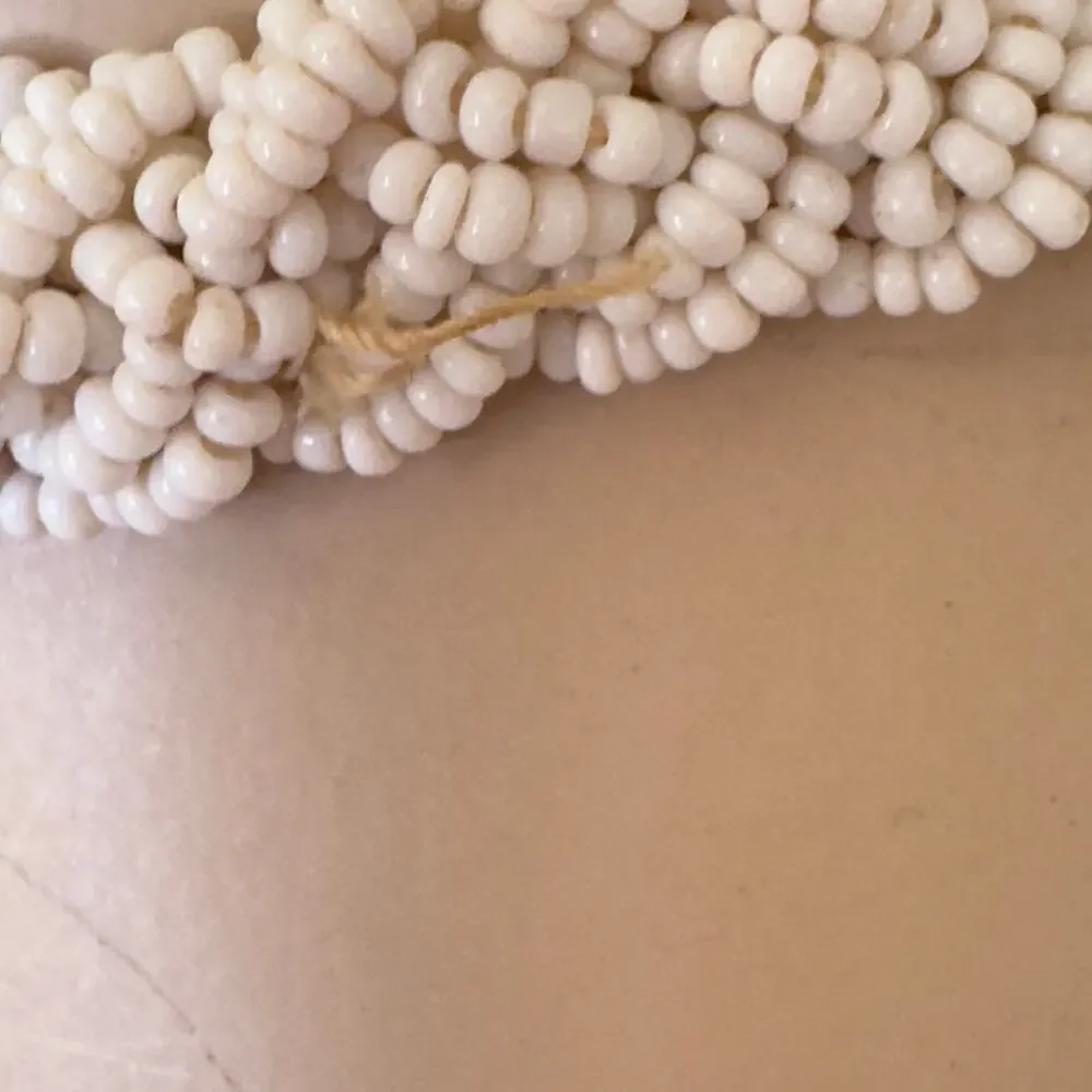 Vintage 1950’s White Milk Glass Micro Bead 6 Strand Adjustable Choker Necklace
